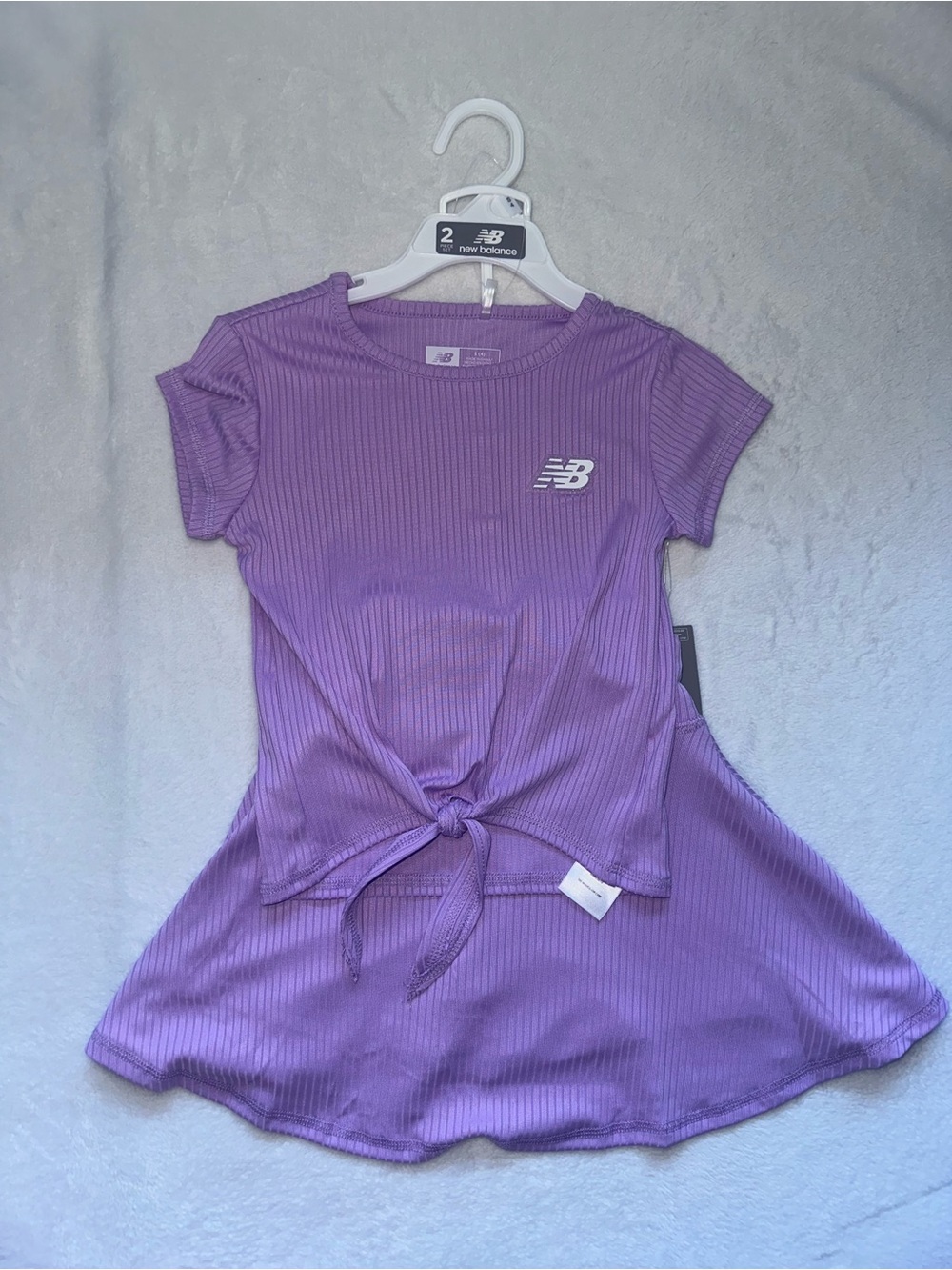 New Balance 2Pc Purple Rib T-Shirt & Scooter Set S Skort Skirt Cute Summer Fit